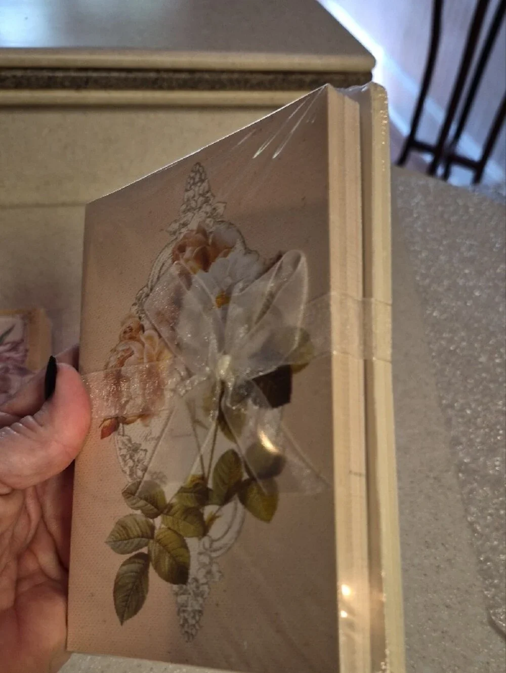 Vintage Botanical Wooden Stationery Box Set • Rose Holosericea